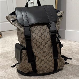 Gucci Monogram Black and Tan Men's Backpack